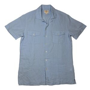 Brooks Brothers Linen Red Fleece Mens Small Light Blue Camp Shirt S